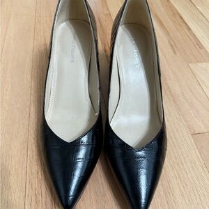 Marc Fisher Black Croc-Embossed Heels